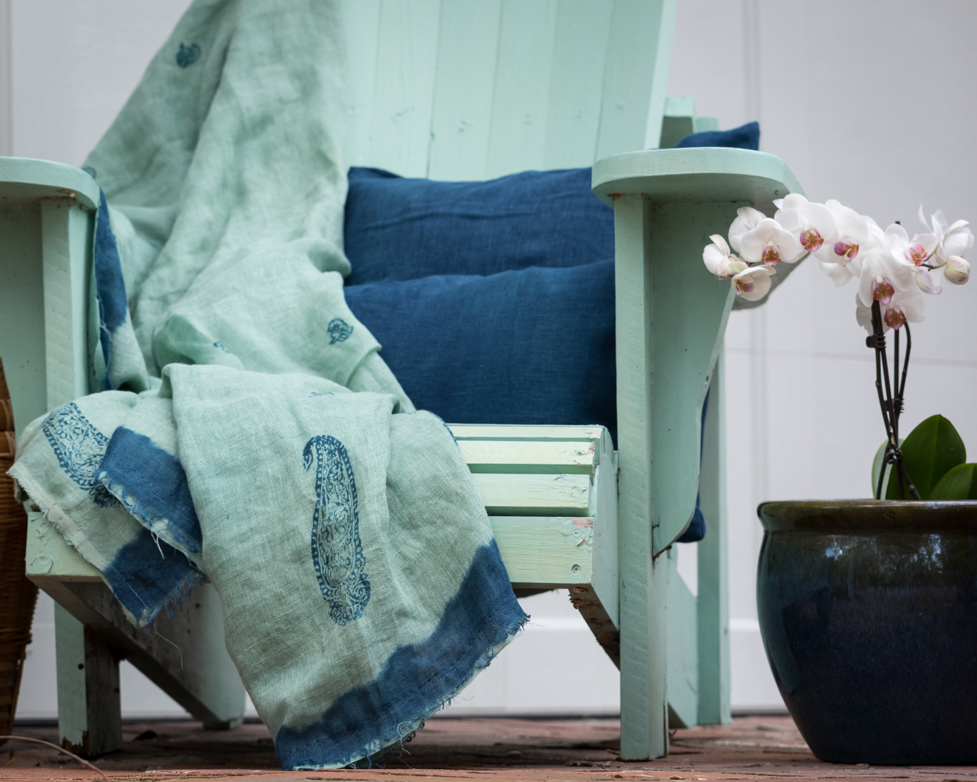 Indigo Dyed Linen Pillow