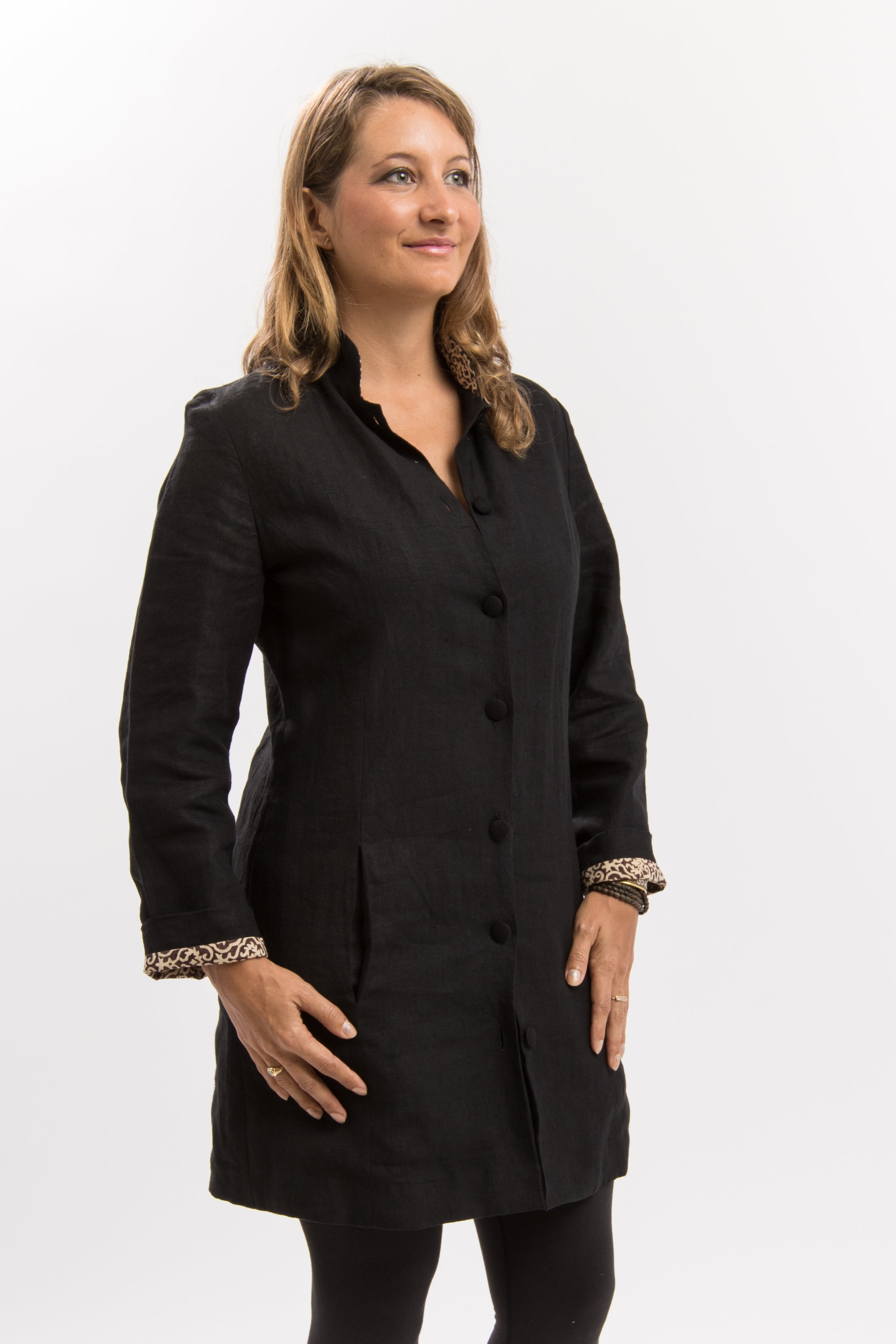 Charcoal Nehru Linen Jacket