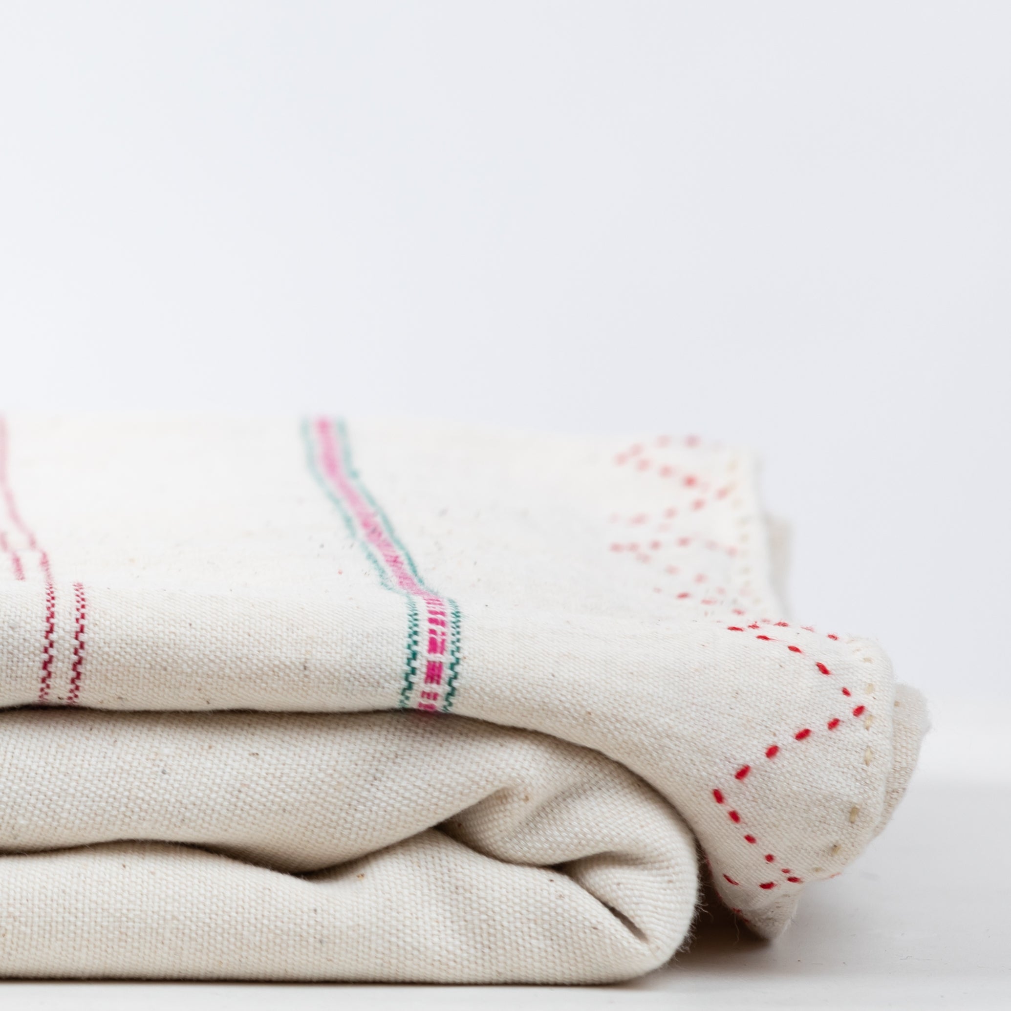 Kutch Ivory and Red Cotton Bedspread