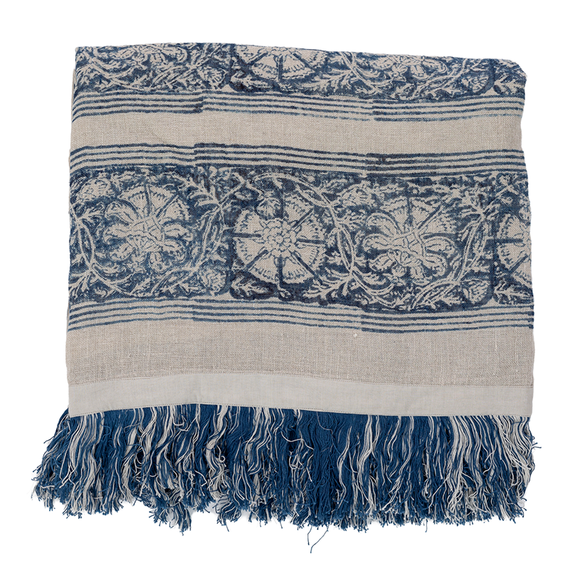 Coromandel Indigo Sheer Linen Throw