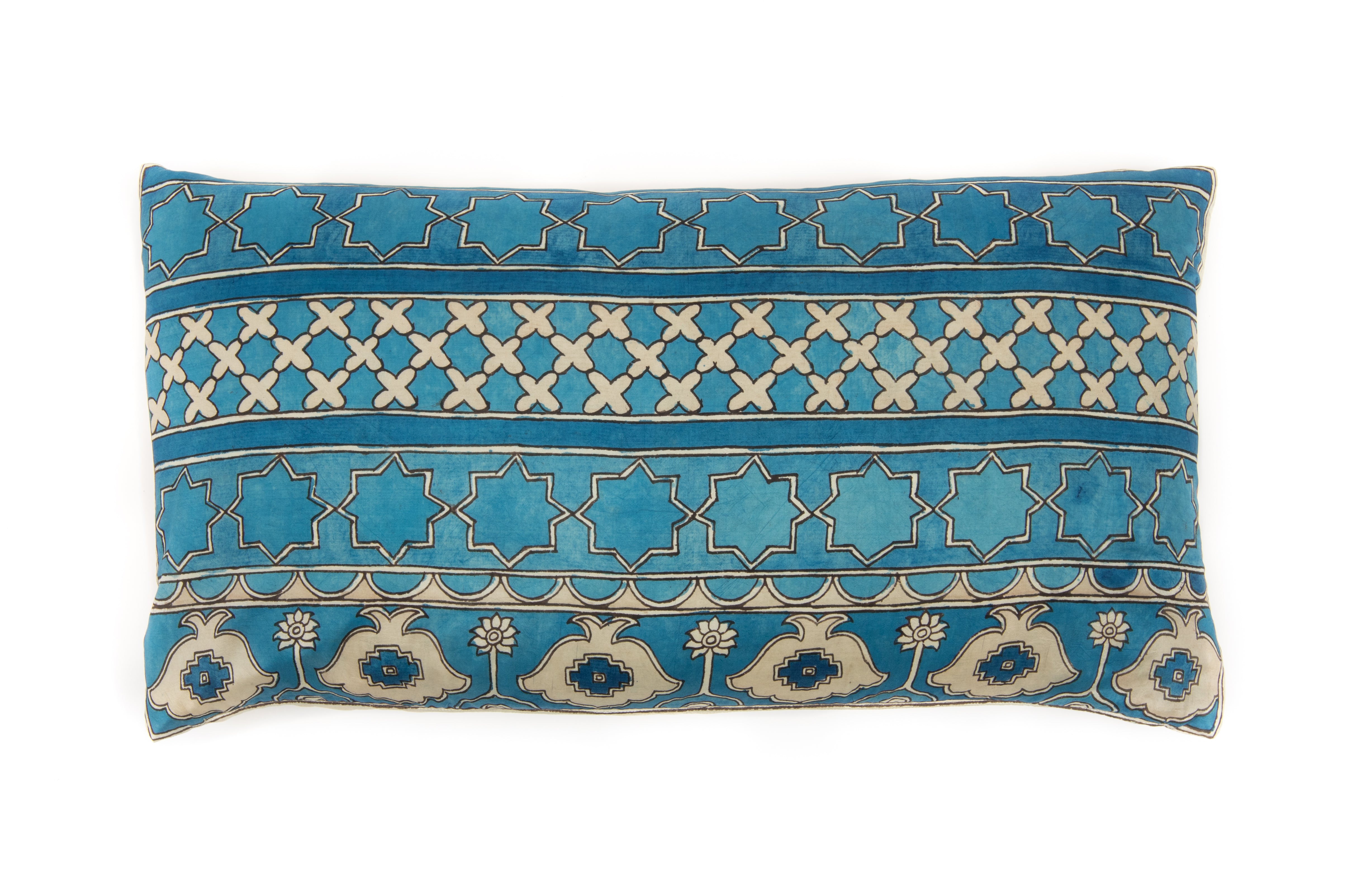 Damascus Blue Silk Pillow Cover