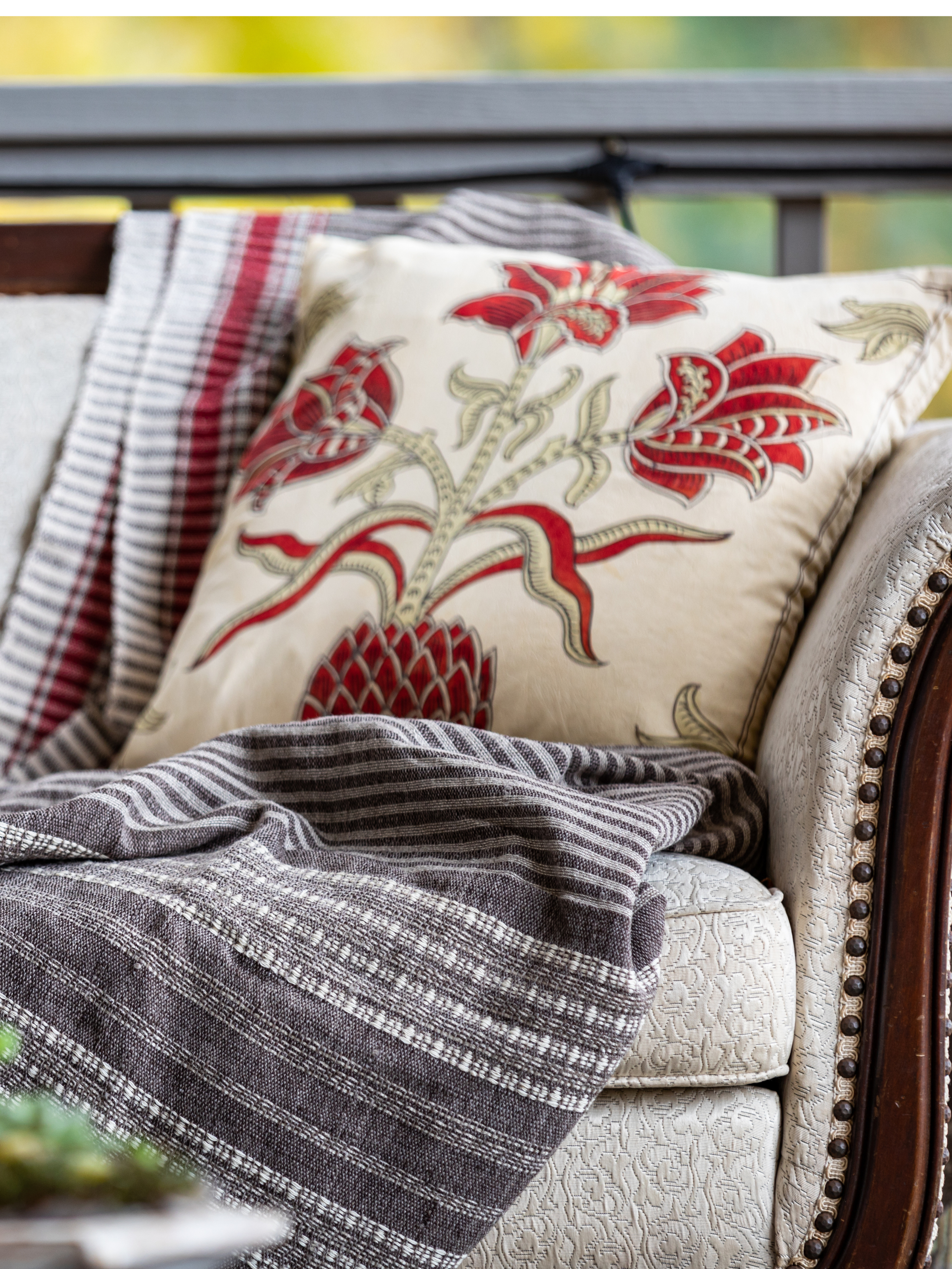 Hand-Painted Turkish Tulip Silk Pillow Cover