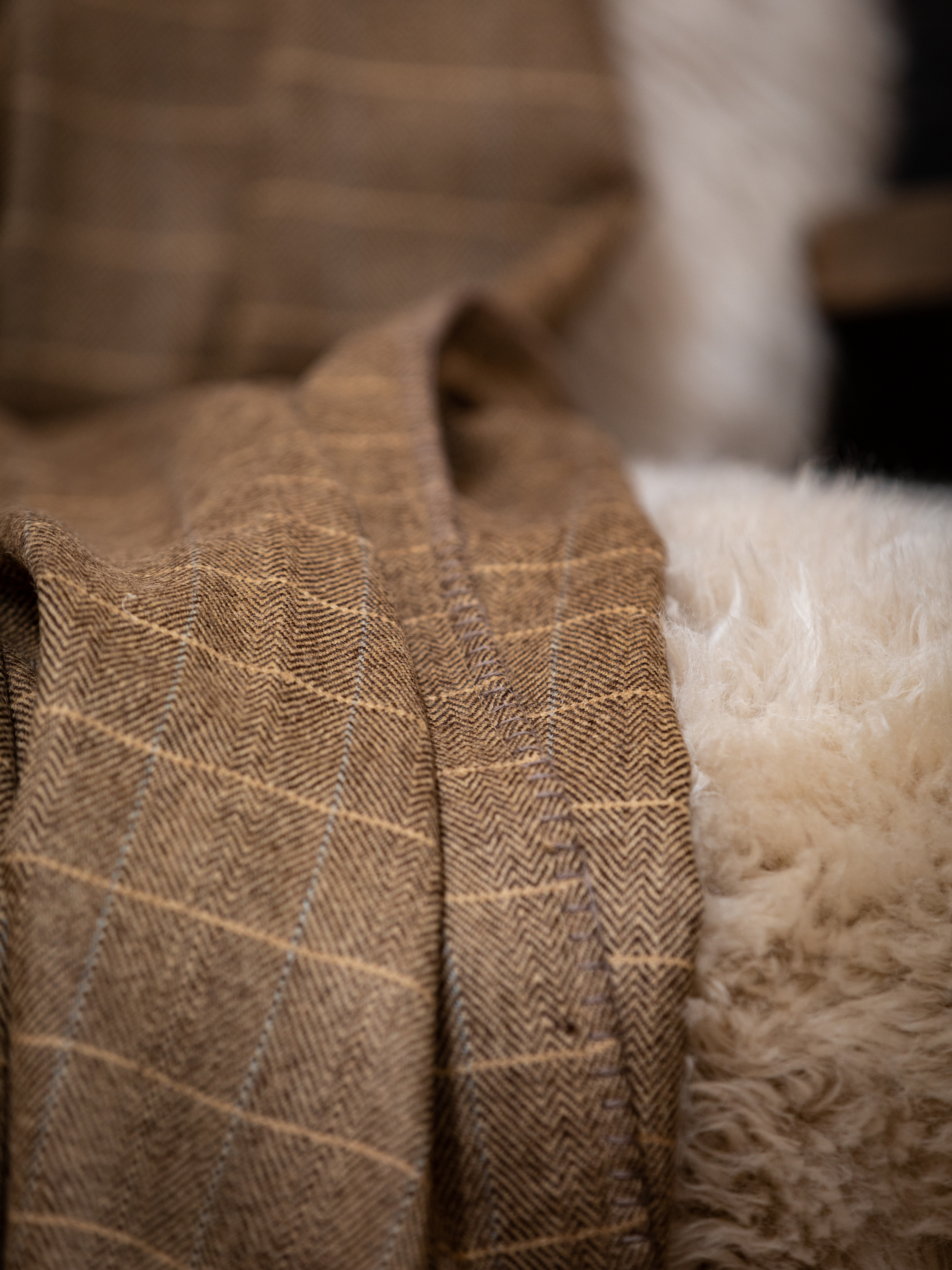Highlands Sandstone Herringbone Wool Throw