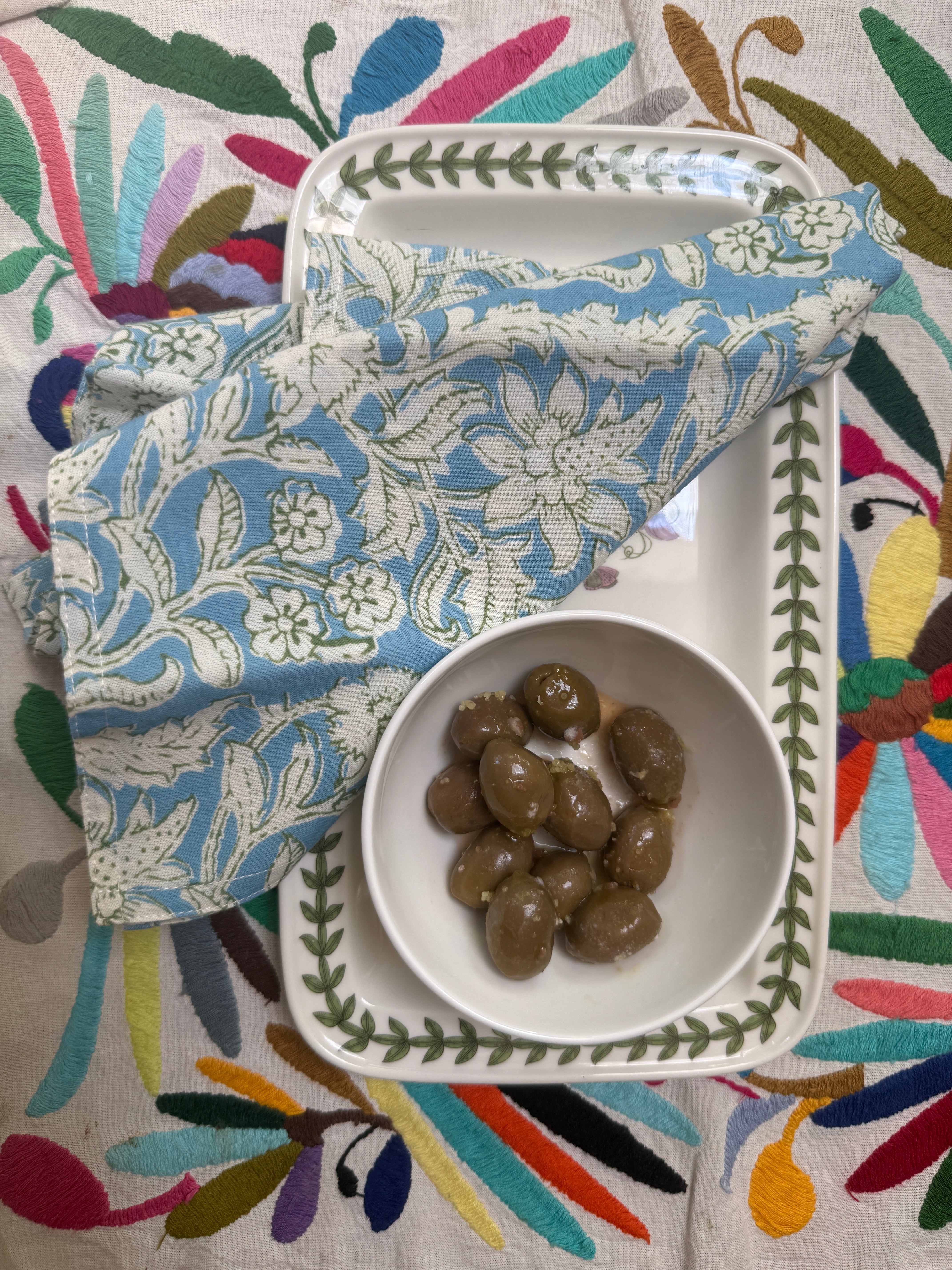 Gardenia Cornflower Blue & Green Napkin Set