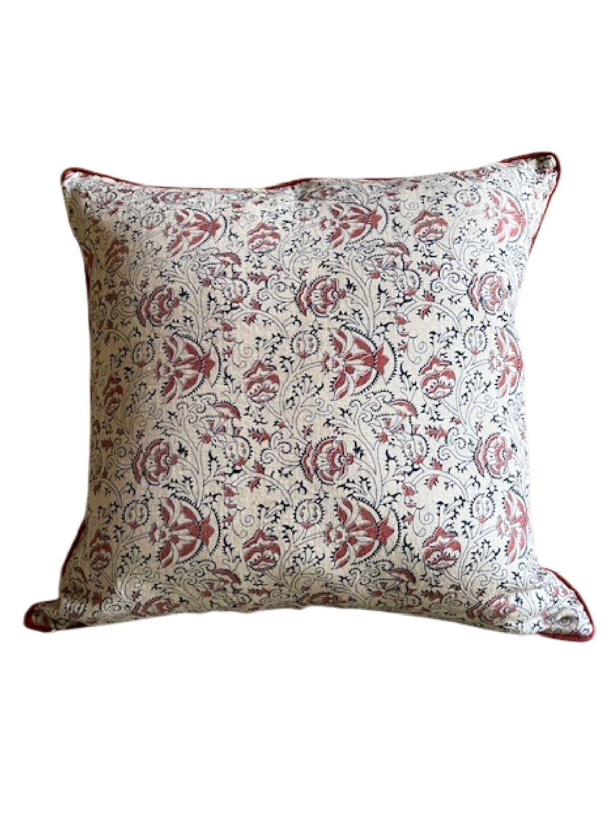 Jardin Indigo/Brick Red Euro Sham