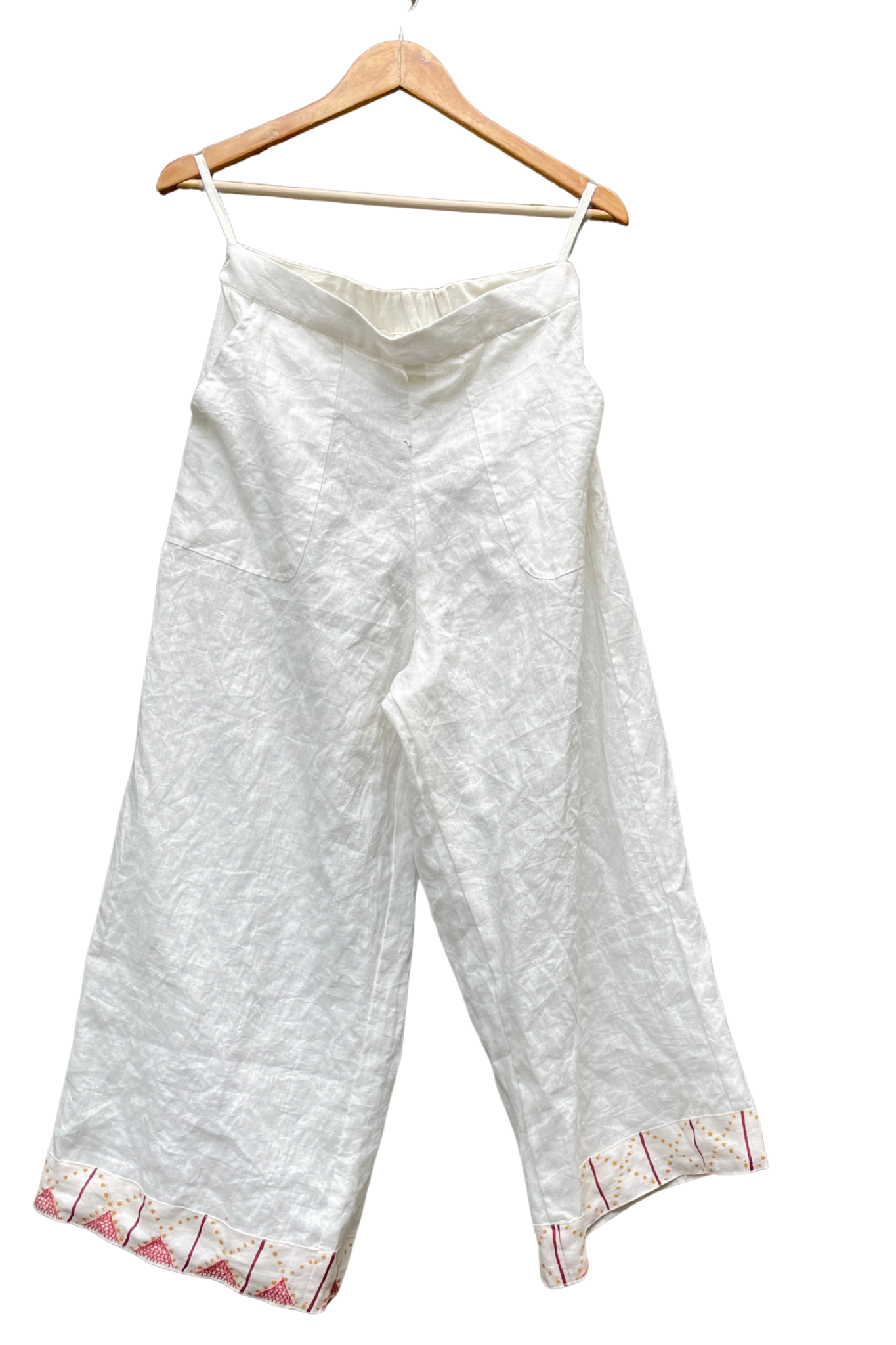 Shell Palazzo Pants with Embroidery