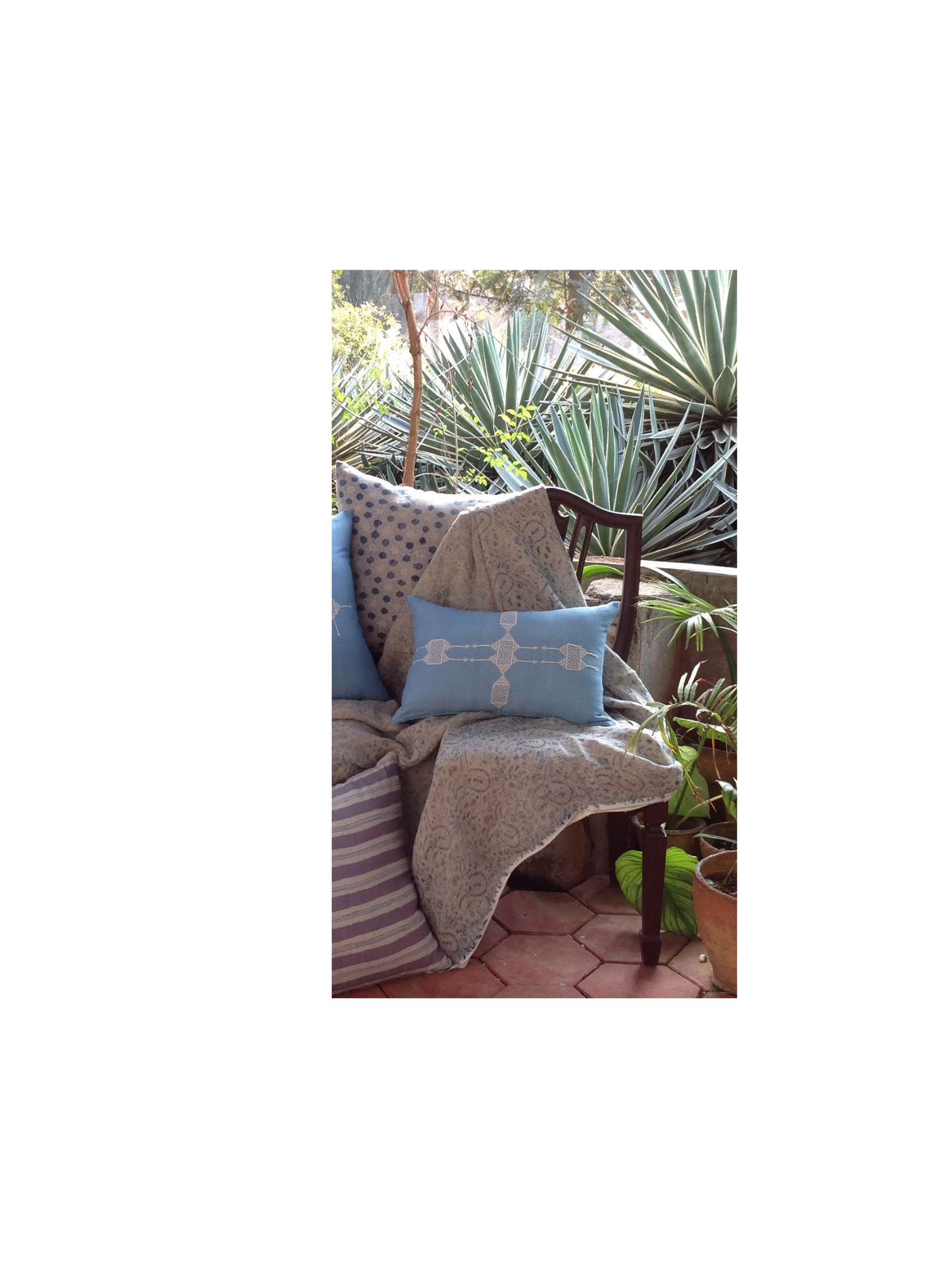 Rufia Cornflower Blue Embroidered Pillow