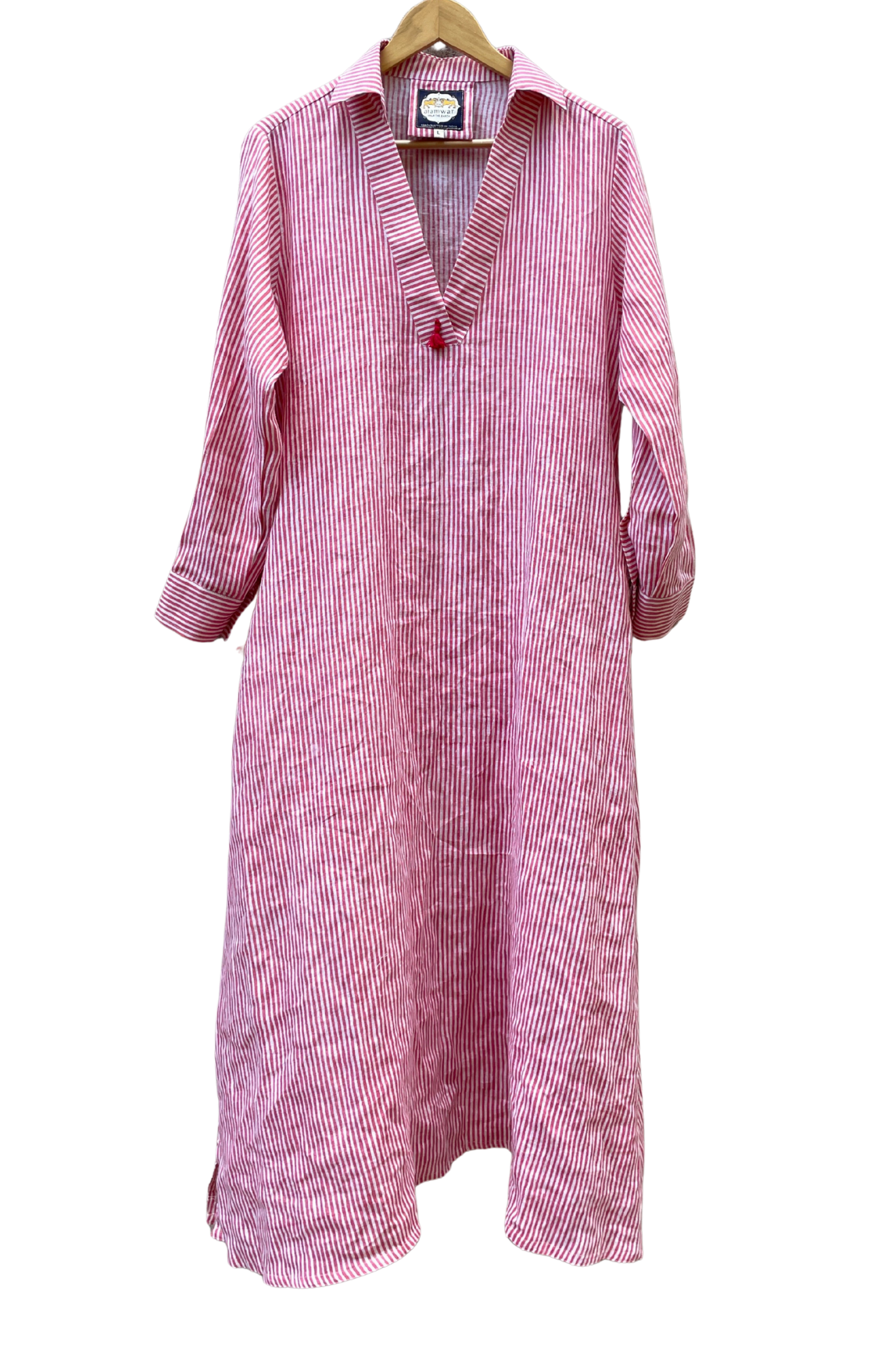 Zainab Pinstripe Tomato with Embroidery