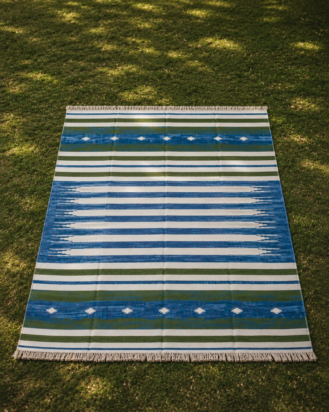 Haveli Blue Green Cotton Durrie