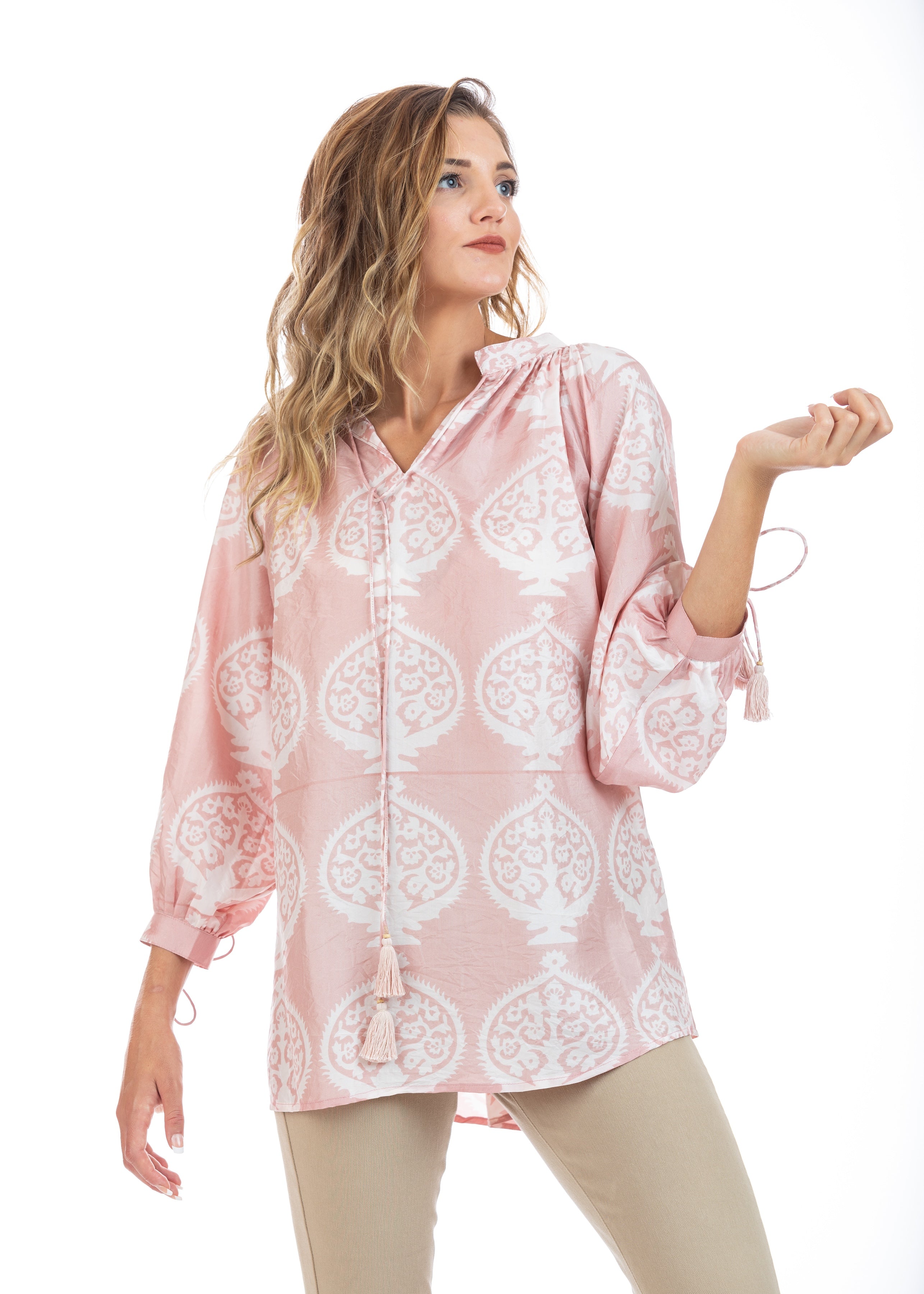 Yasmin Blush Silk Blouse