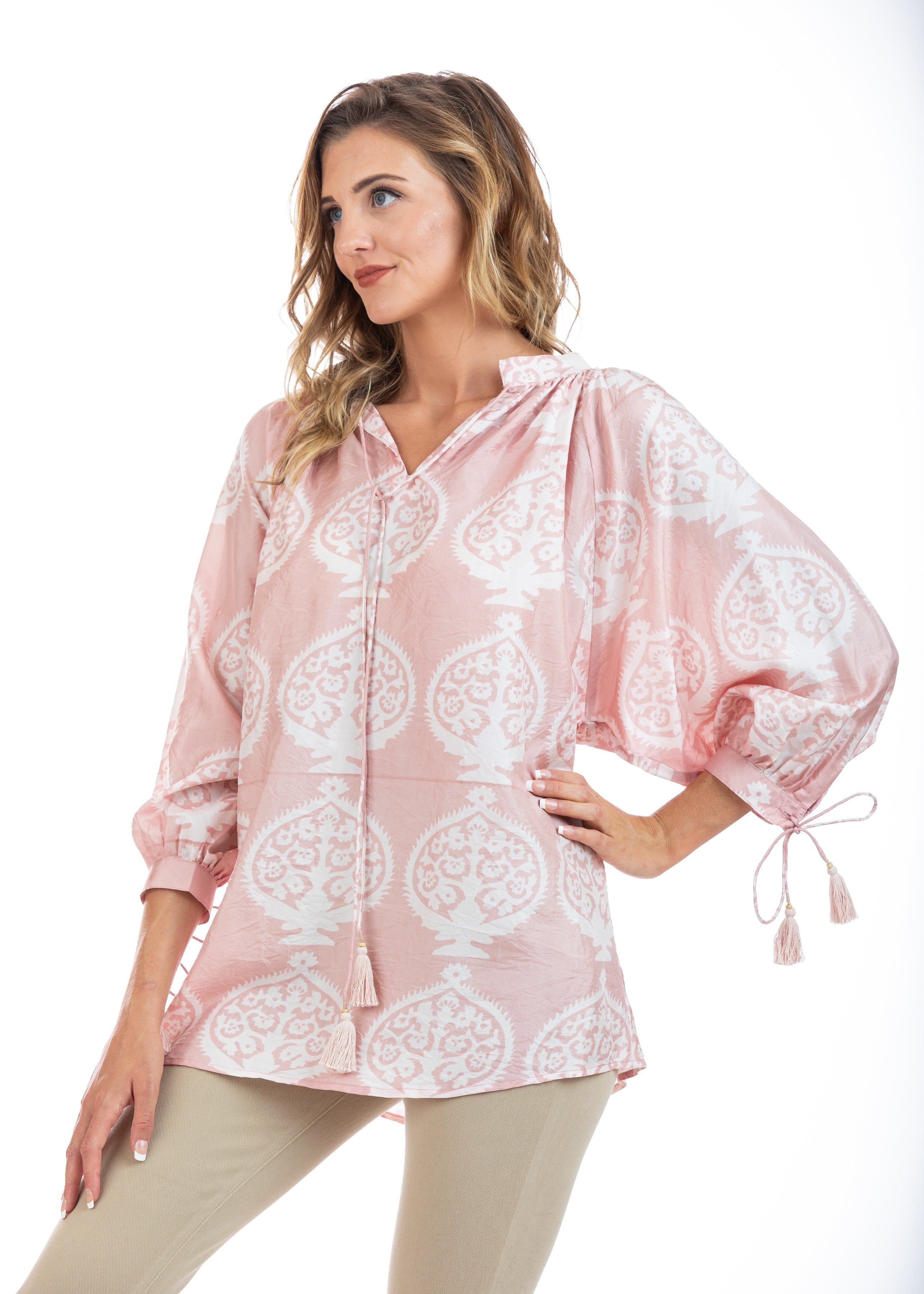 Yasmin Blush Silk Blouse