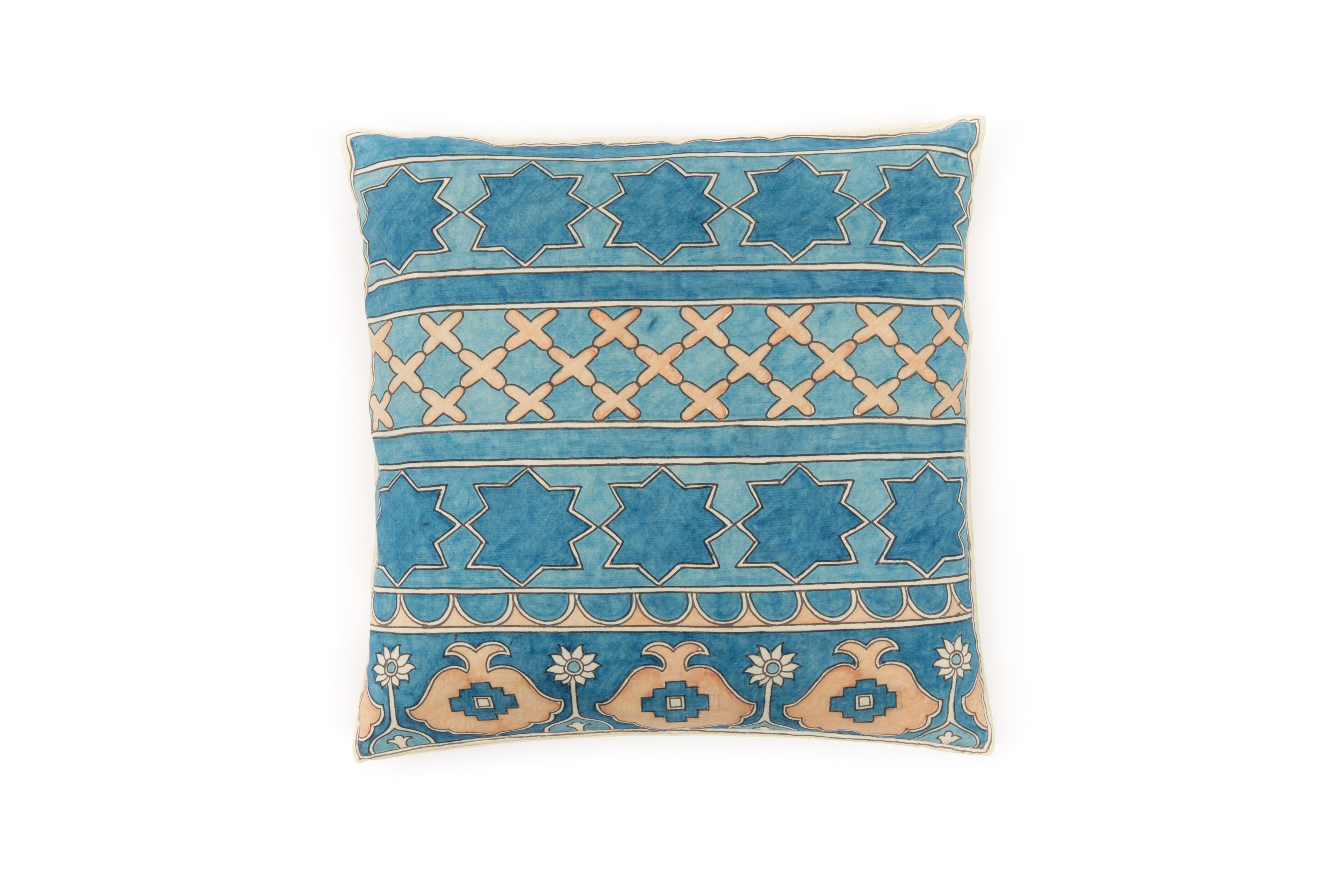 Hand Painted Damascus Silk Pillow Cover