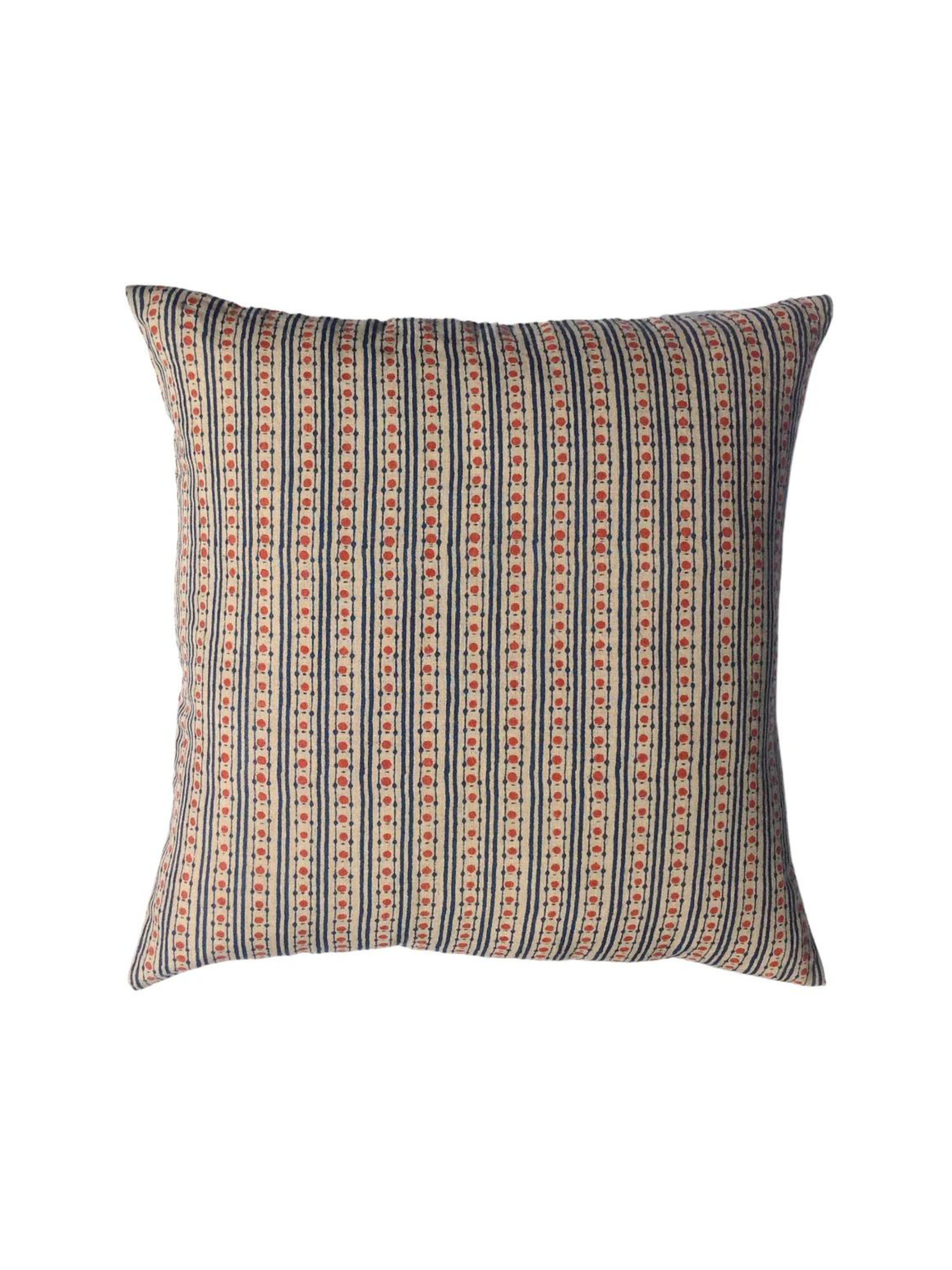 Dora Indigo/Brick Red Decorative Pillow Cover