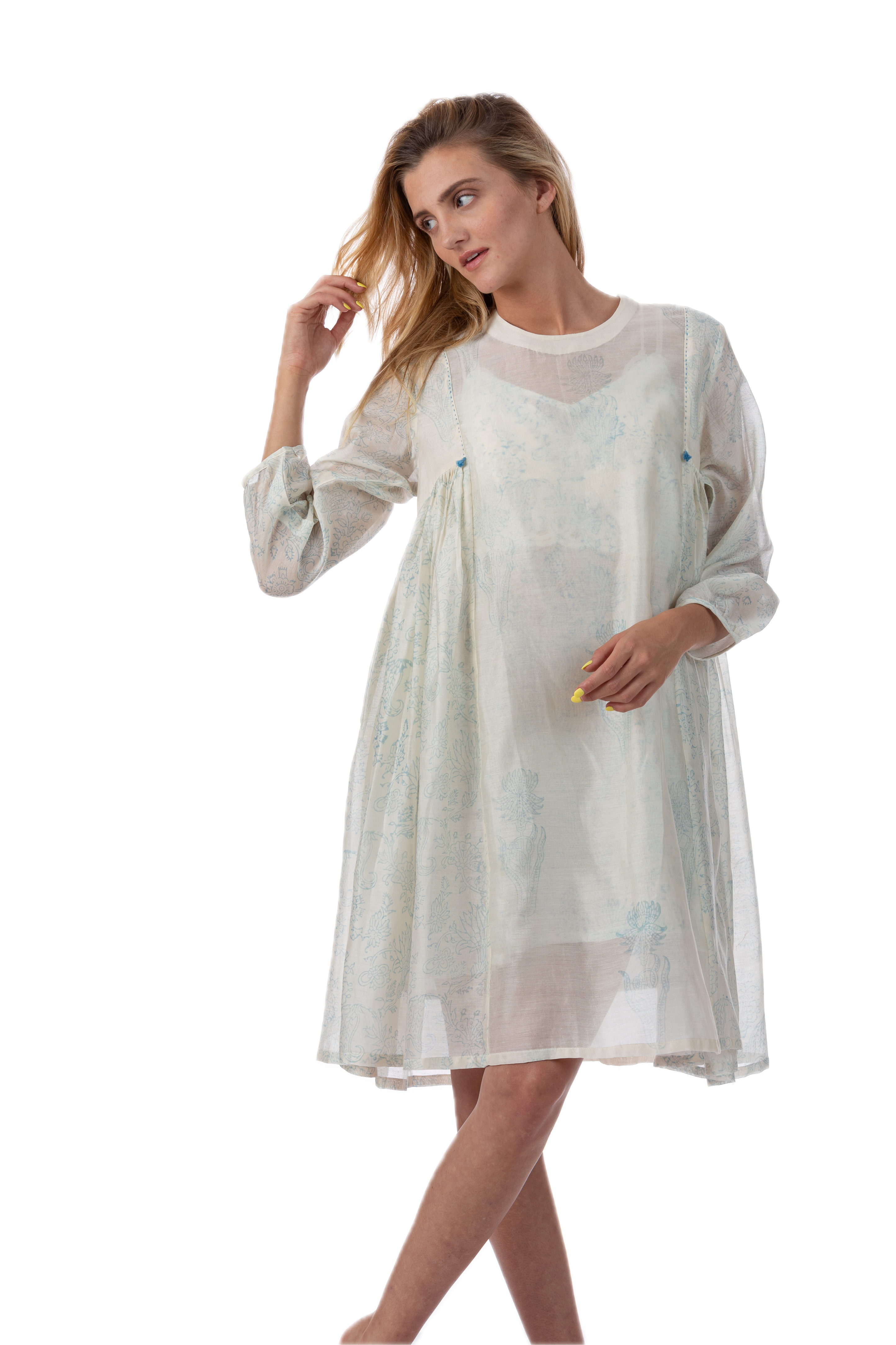 Alice Blue Silk Cotton Summer Dress