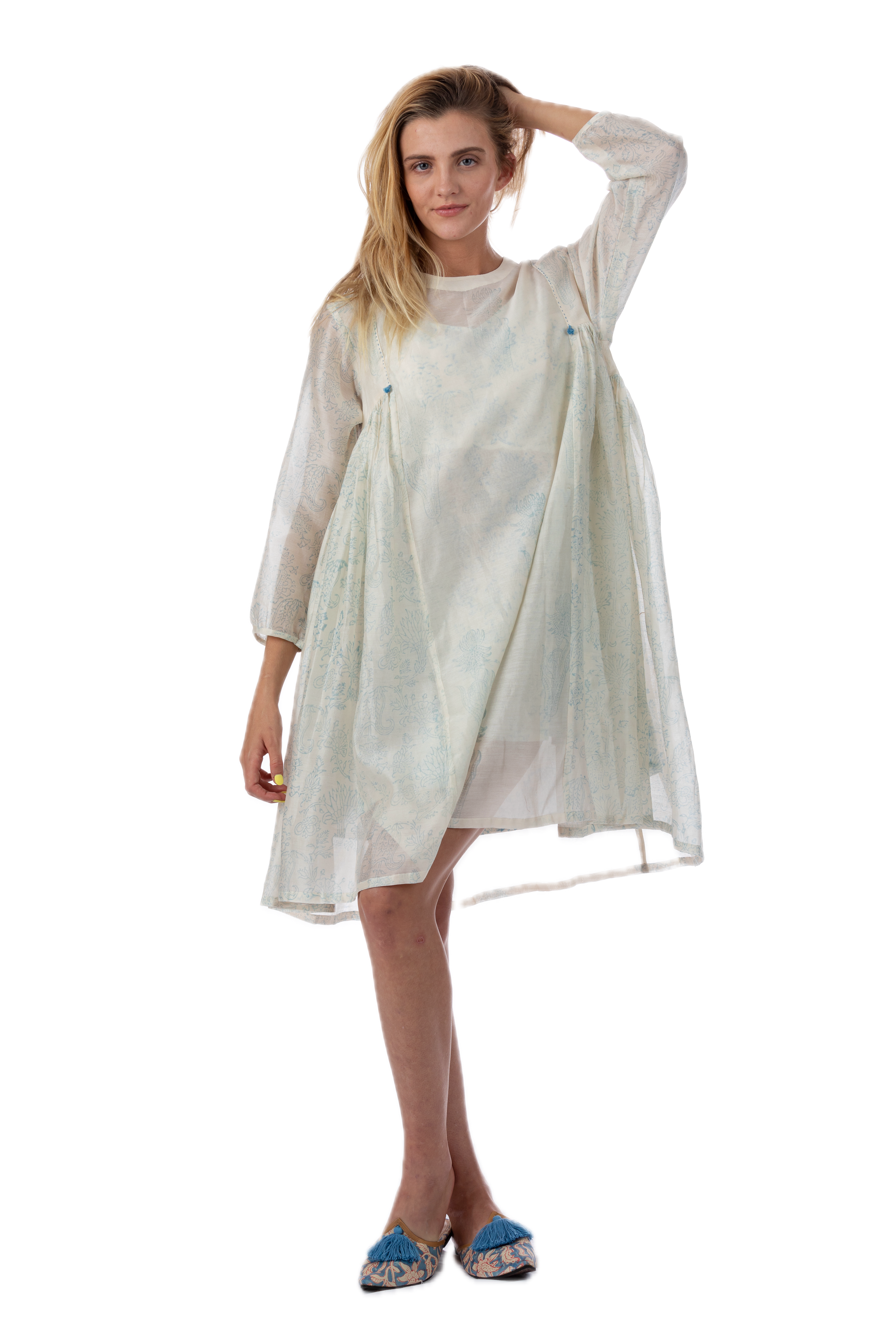 Alice Blue Silk Cotton Summer Dress