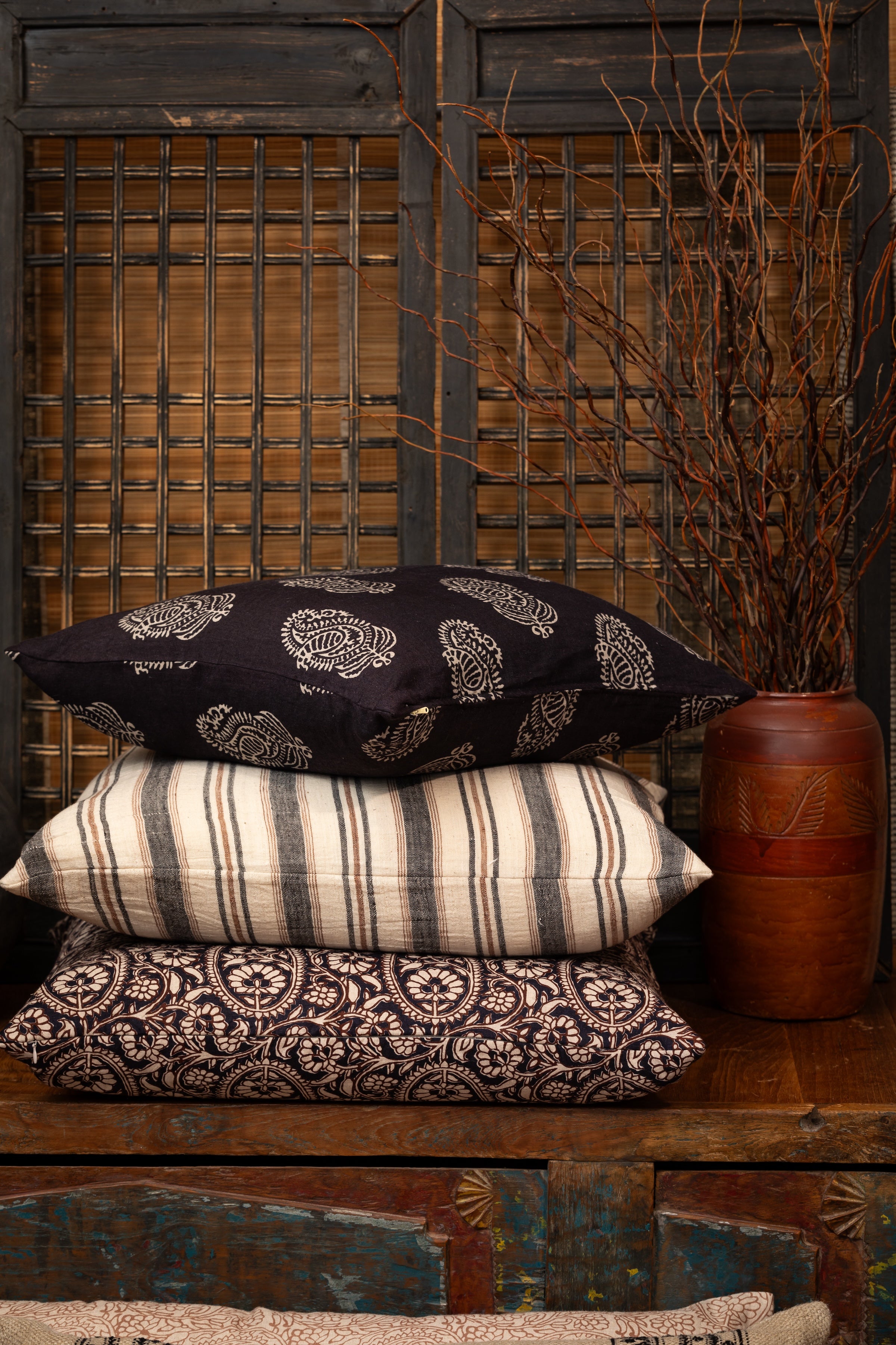 Kashmir Charcoal Decorative Pillow
