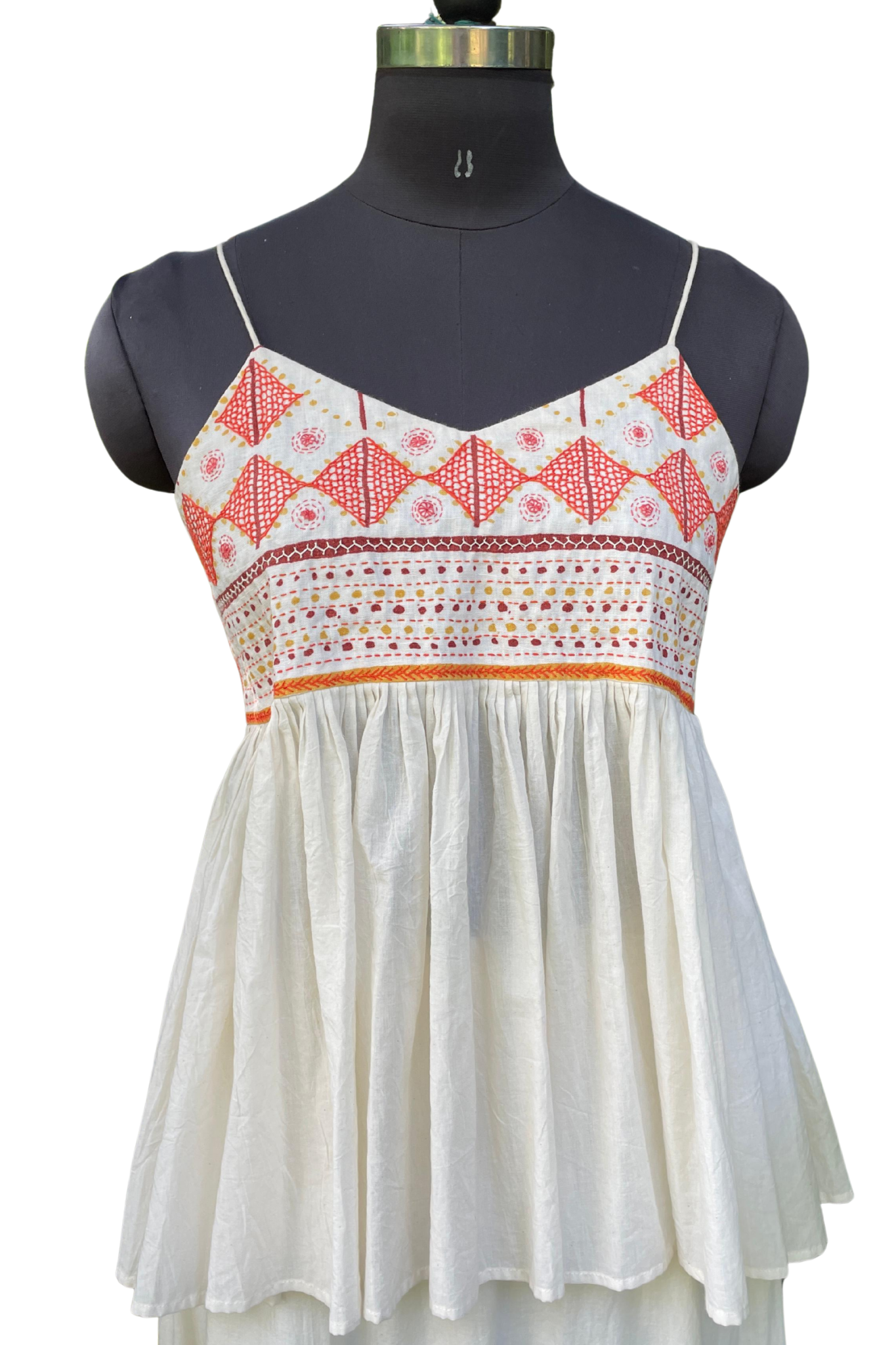 Palma Spaghetti Top with Embroidery