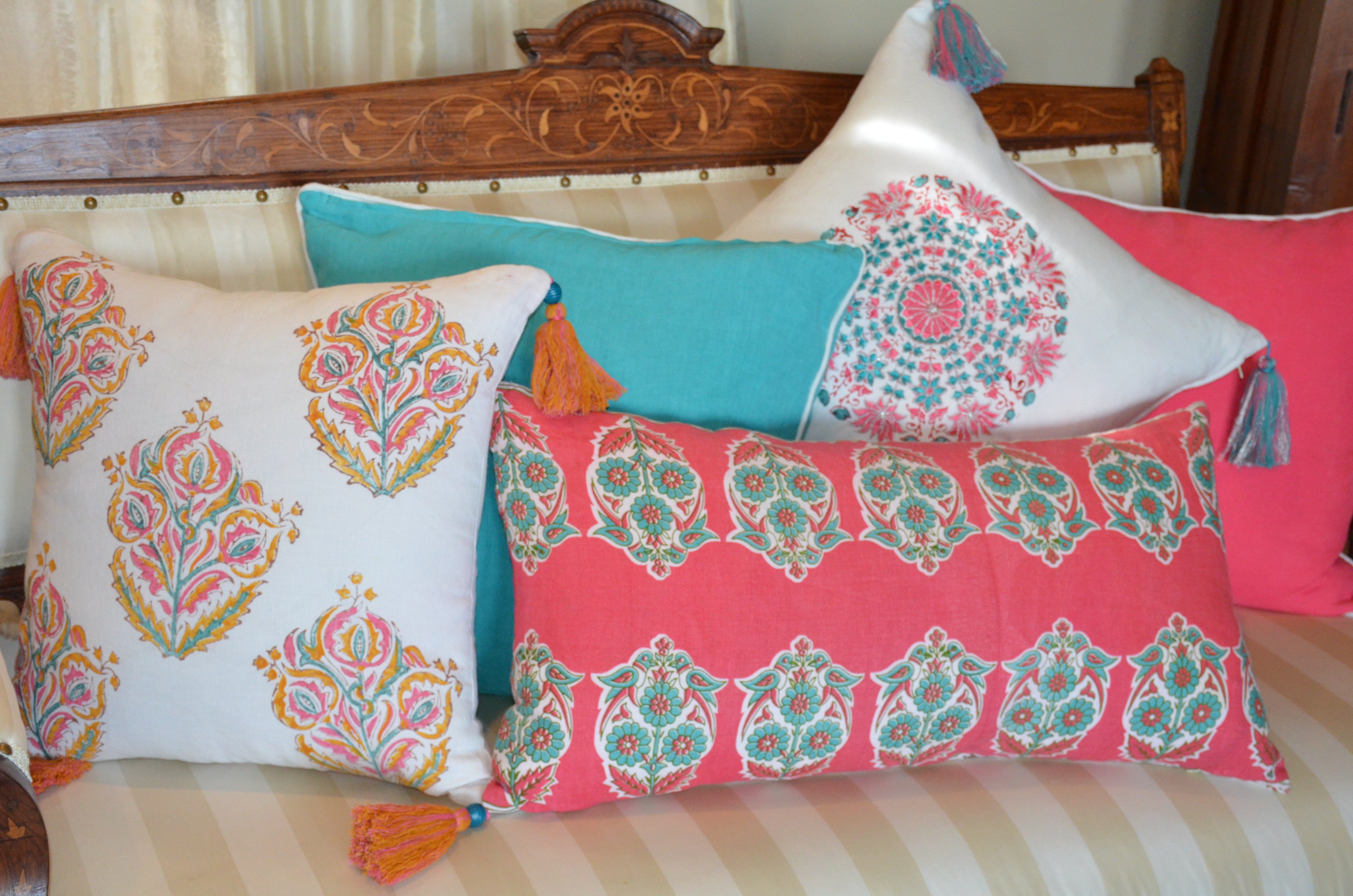 Parakeets Hot Pink/Green Lumbar Pillow