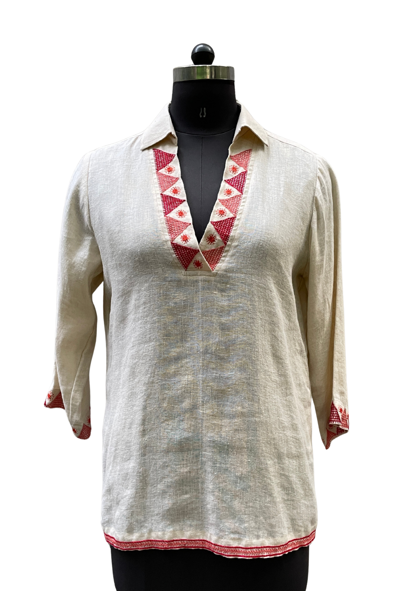 Tahari Top Teastain with Embroidery