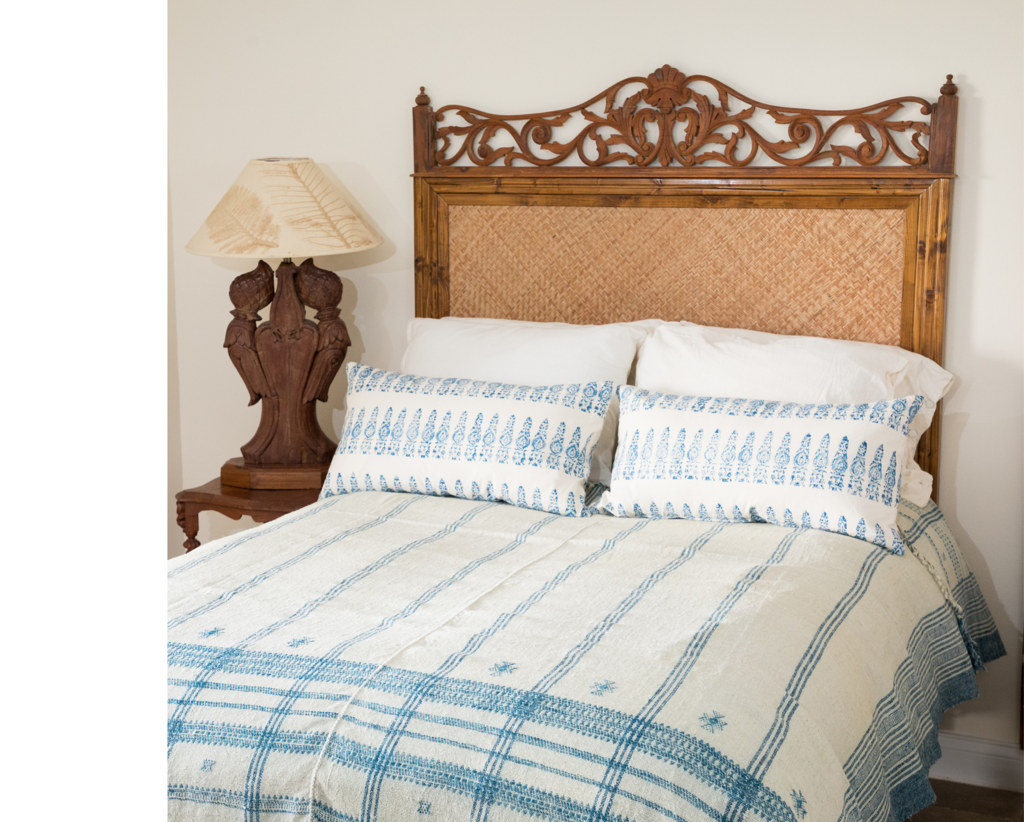 Kutch Shell Bed spread with Blue stripes