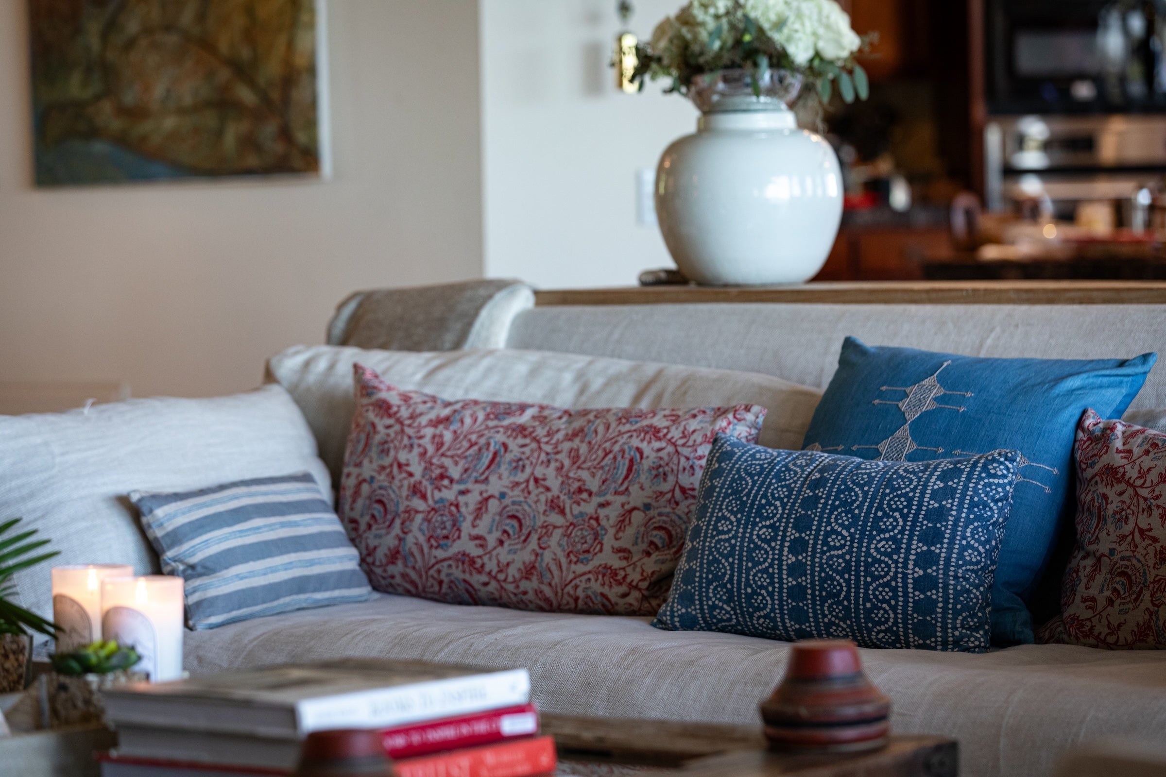 Sumatra Indigo Lumbar Pillow Cover