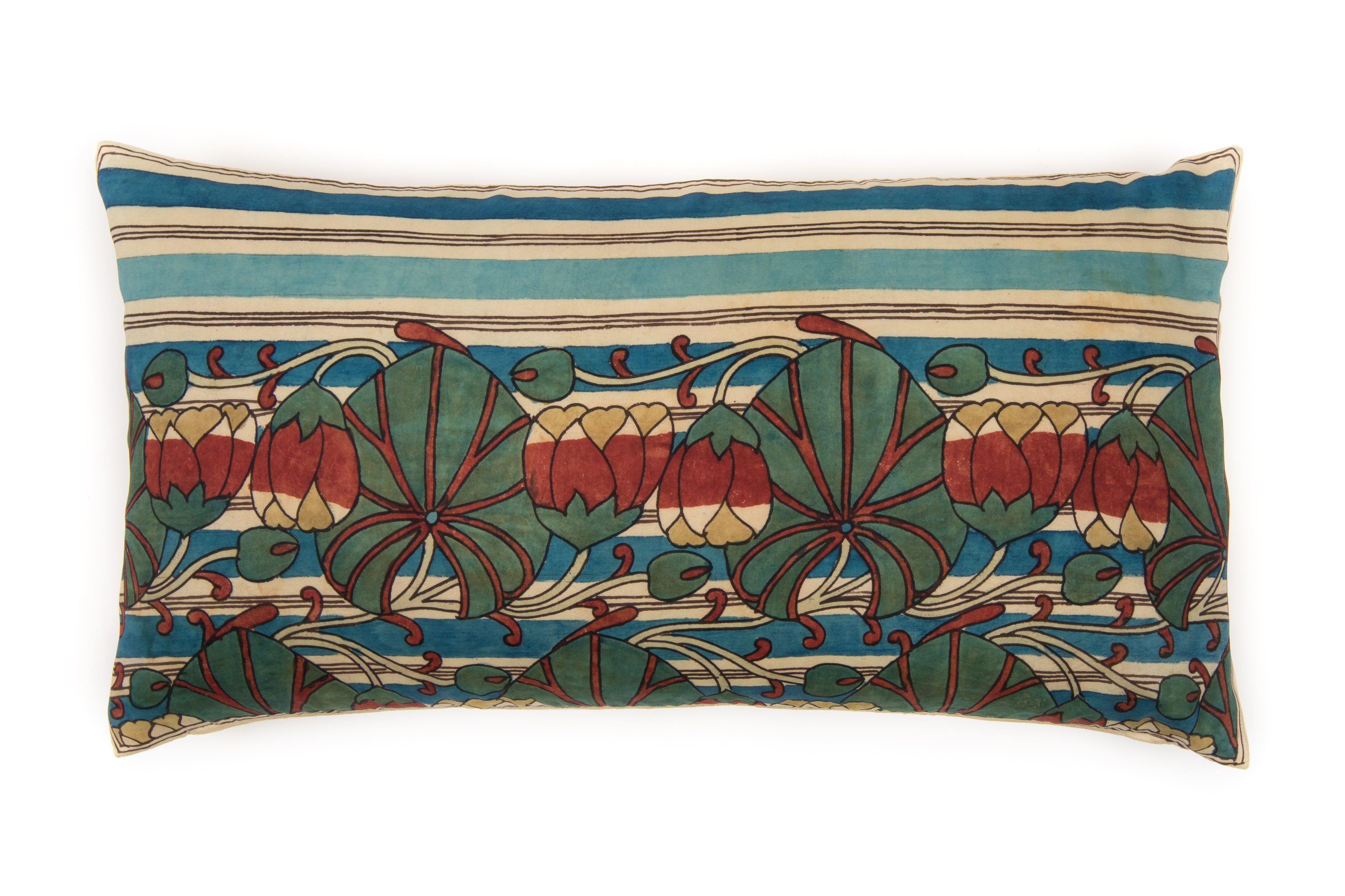 Water Lilies Blue Silk Pillow Cover