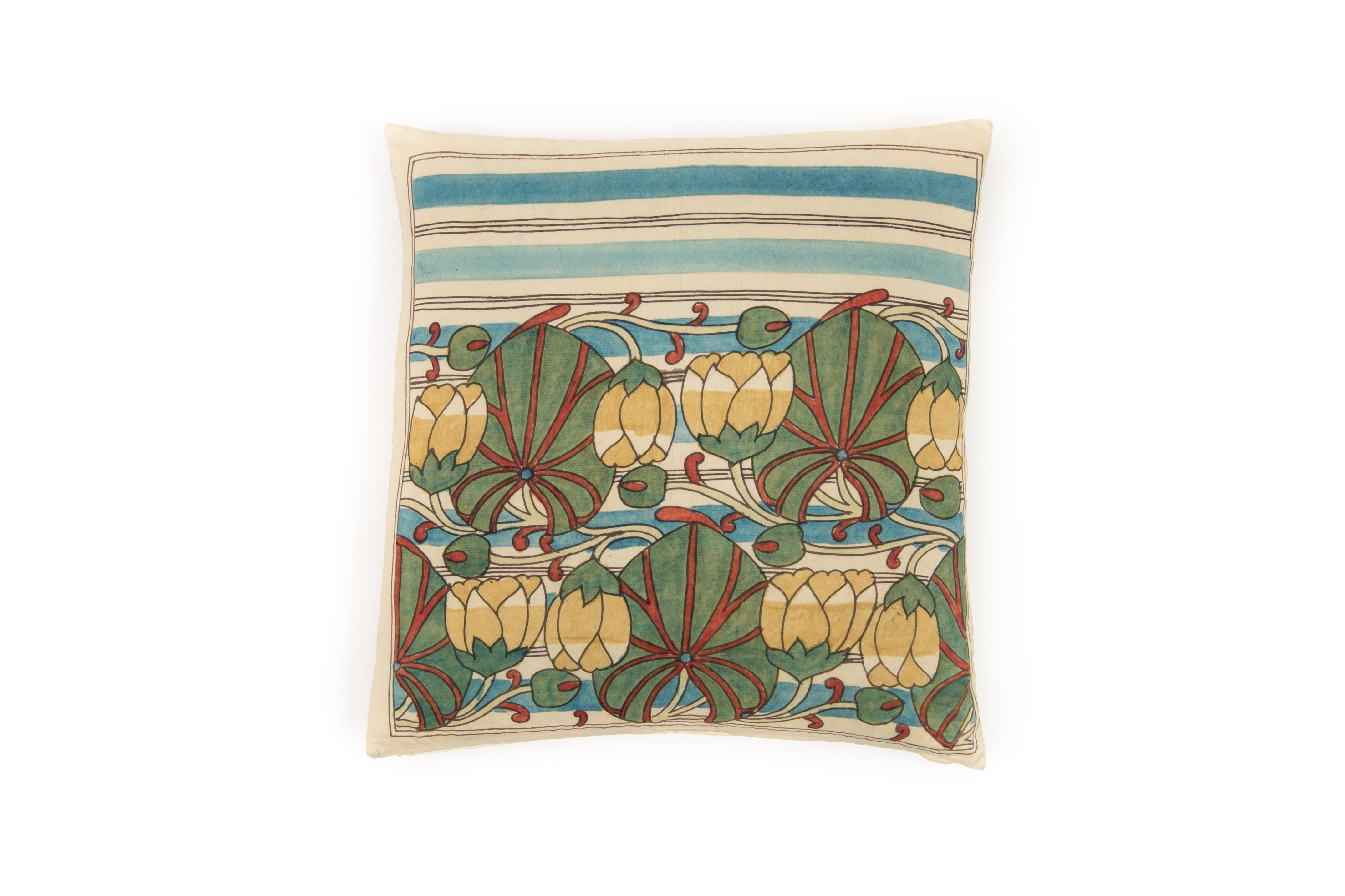 Water Lilies Blue Silk Pillow Cover