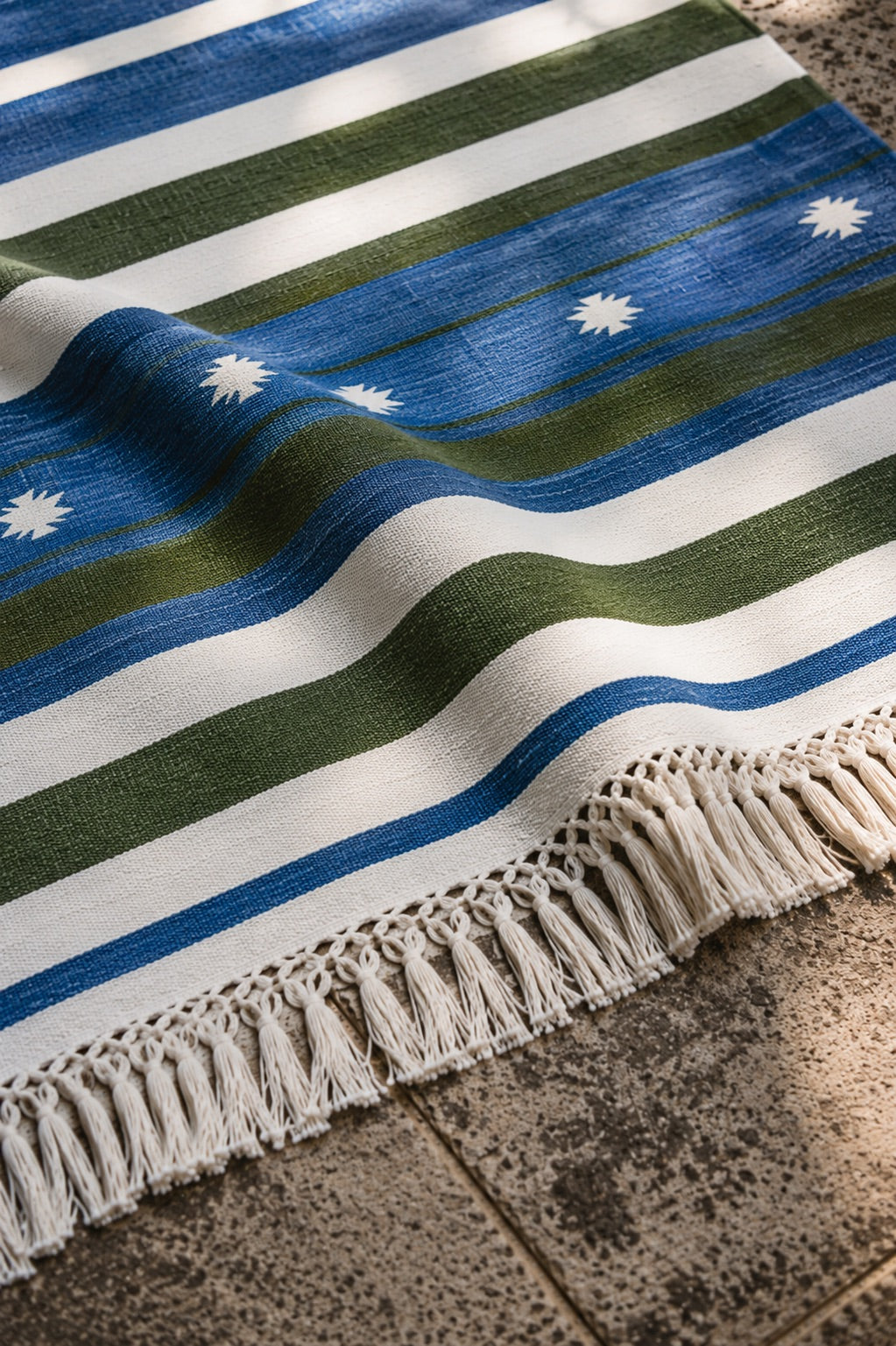 Haveli Blue Green Cotton Durrie