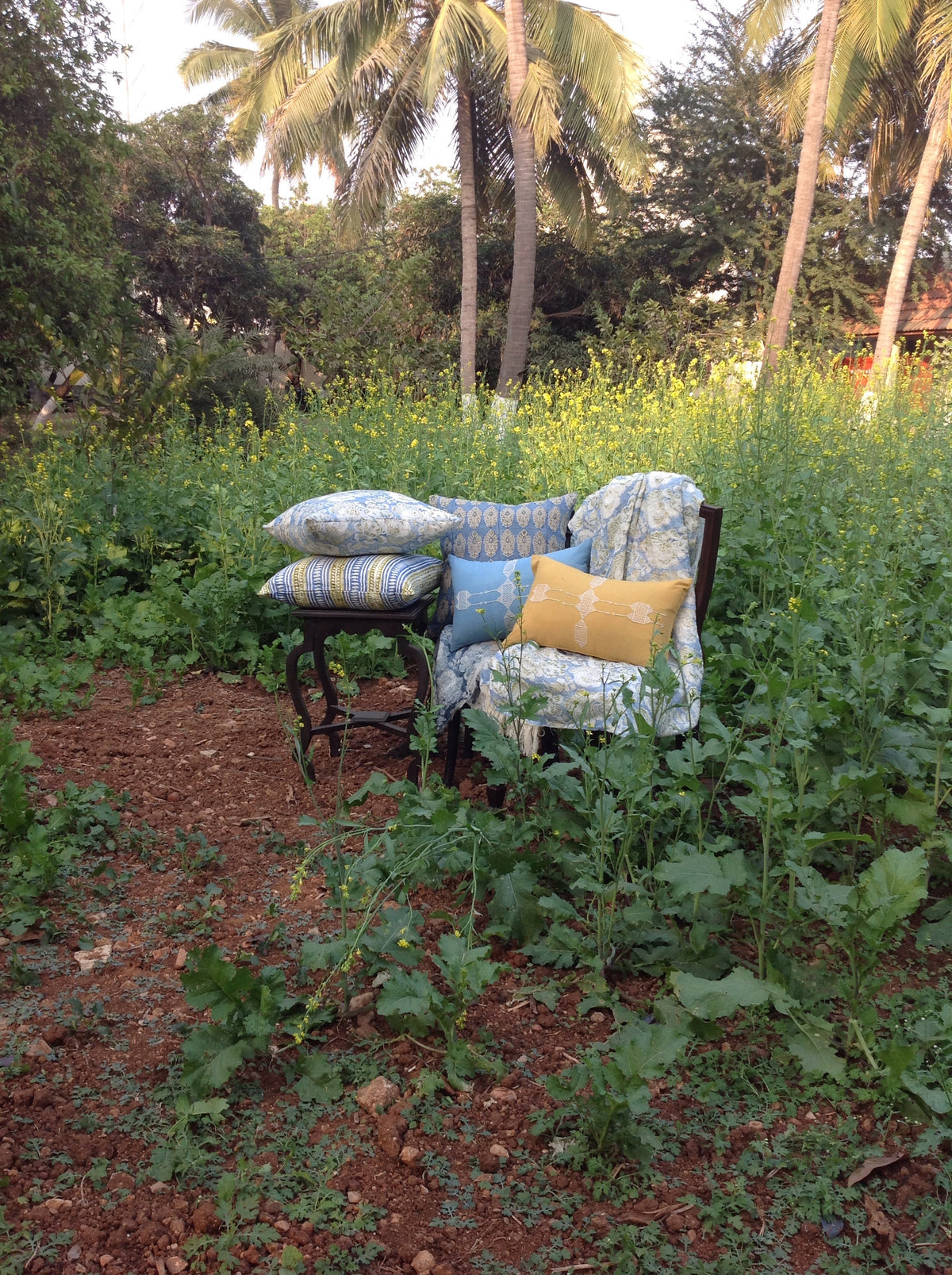 Rufia Yellow with Shell Embroidery Pillow