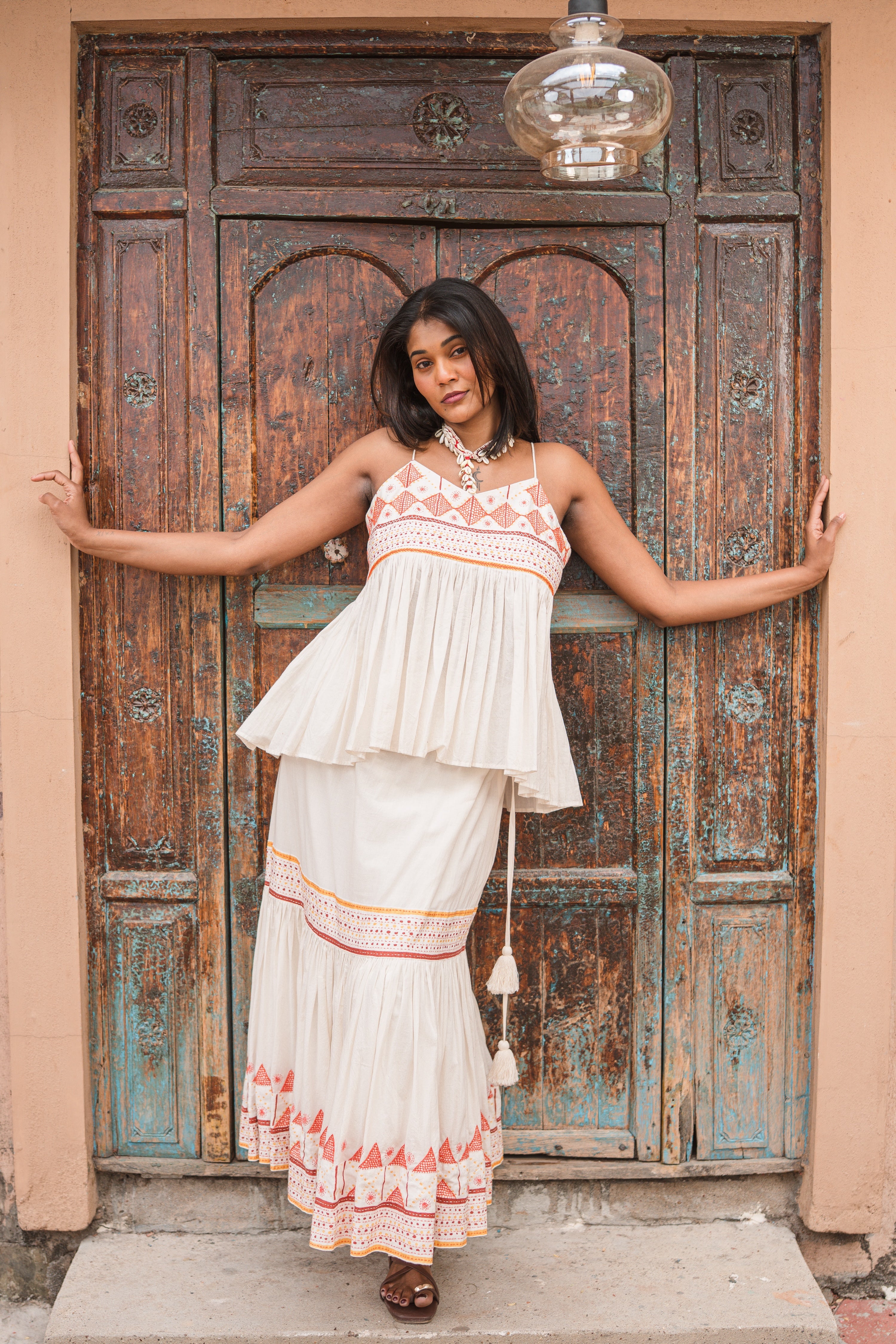 Palma Spaghetti Top with Embroidery