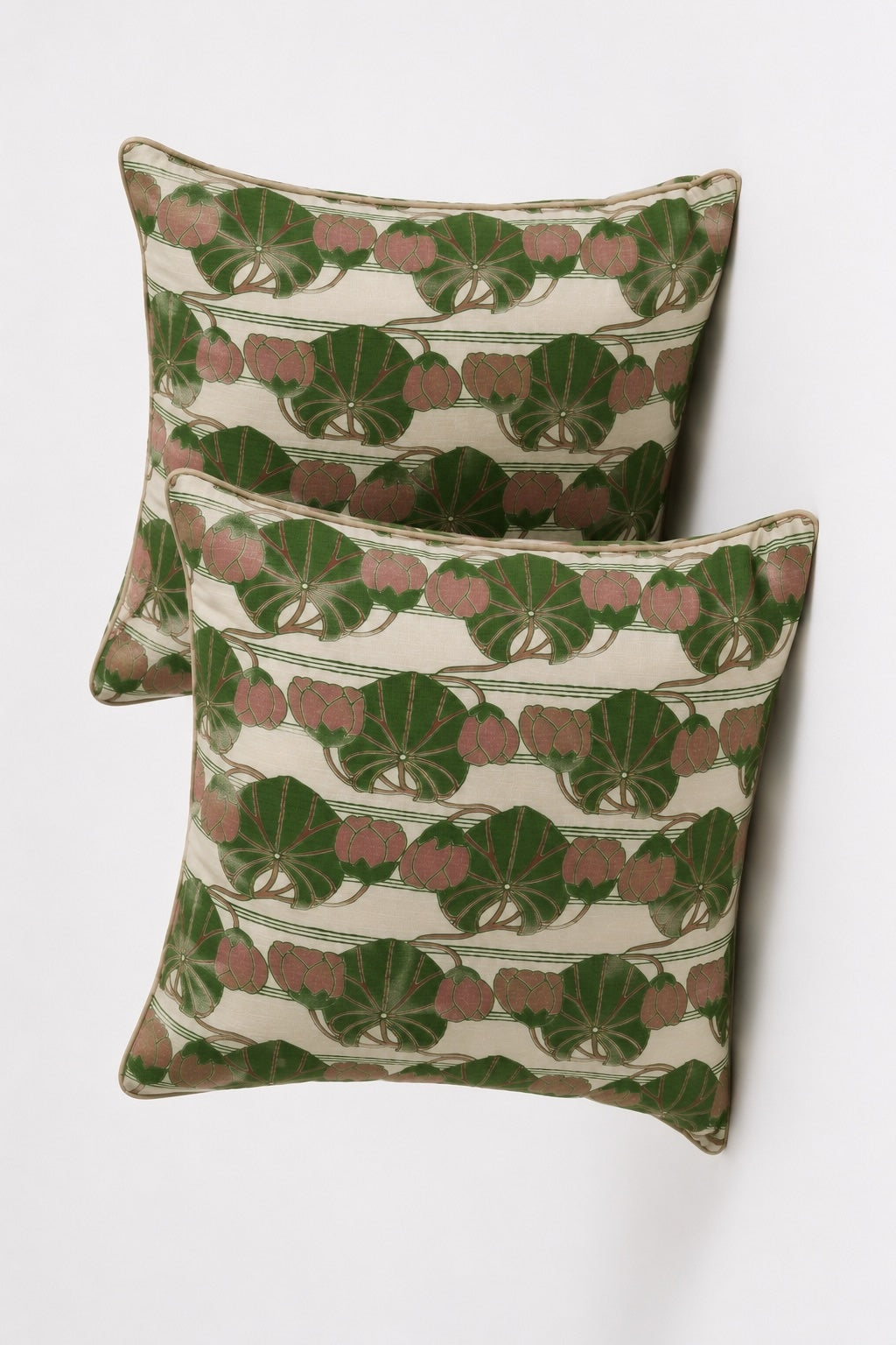 Cabbage Rose Pistachio and Rose Decorative Pillow
