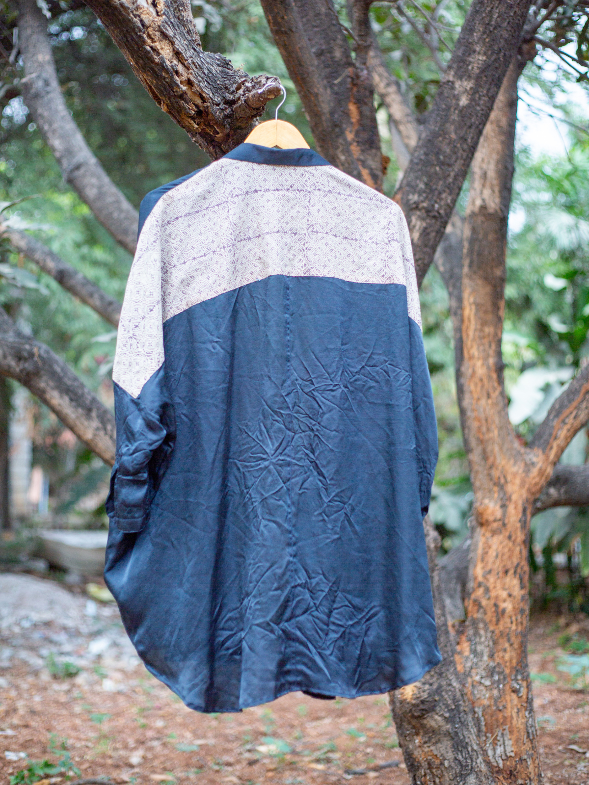 Charcoal Tunic with Sulawesi Print